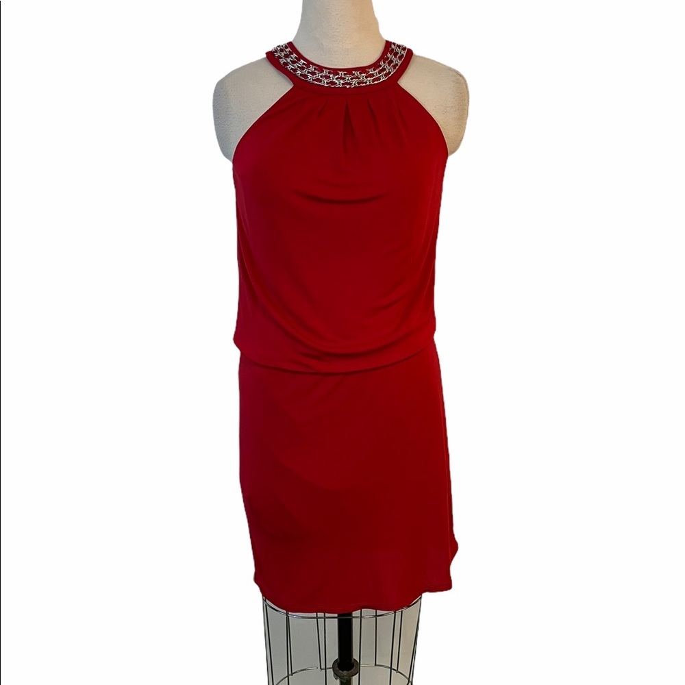 White House Black Market Red Dress Chain Neck XS
